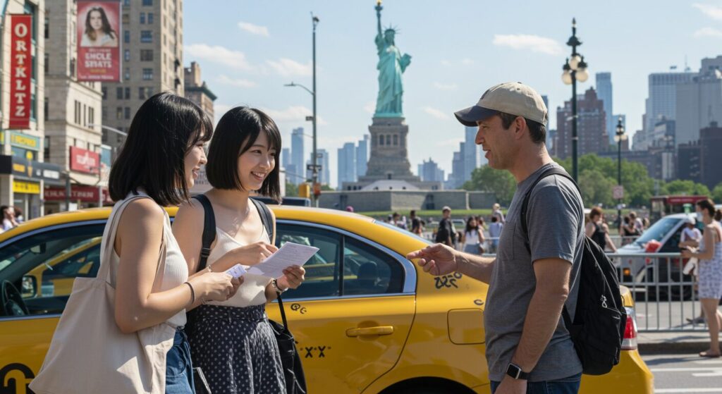 自由の女神はどこですか?と英語で尋ねる